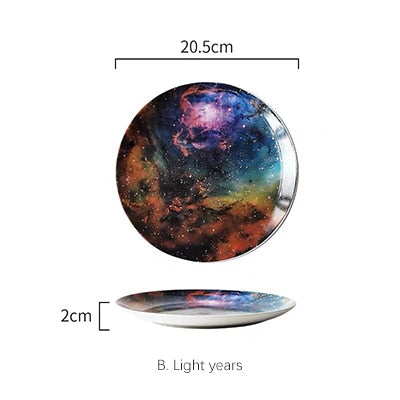 Mysterious Skies Solar System Galaxy Dinner Plates Ceramic Tableware Handcrafted By Artisans Perfect Gift For Sci-Fi Fans