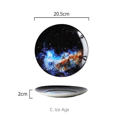 Mysterious Skies Solar System Galaxy Dinner Plates Ceramic Tableware Handcrafted By Artisans Perfect Gift For Sci-Fi Fans