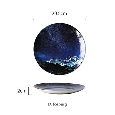 Mysterious Skies Solar System Galaxy Dinner Plates Ceramic Tableware Handcrafted By Artisans Perfect Gift For Sci-Fi Fans