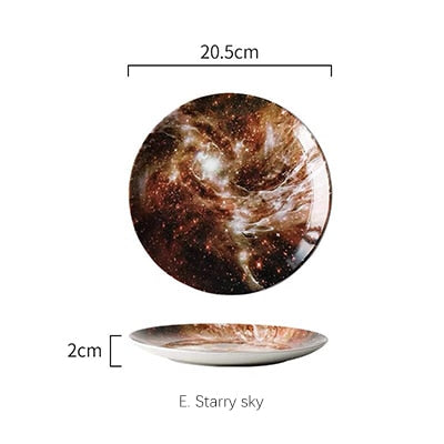 Mysterious Skies Solar System Galaxy Dinner Plates Ceramic Tableware Handcrafted By Artisans Perfect Gift For Sci-Fi Fans