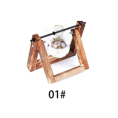 Beautiful Terrarium Hanging Glass Plant Vases Desktop Hydroponic Flower Hanging Pots With Wooden Tray Clear Glass House Plant Decor