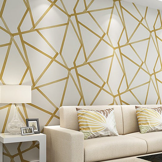 Gold Shimmer Geometric Abstract Wallpaper For Salon Boutique Modern Office Contemporary Living Room Bedroom Glam Home Decor