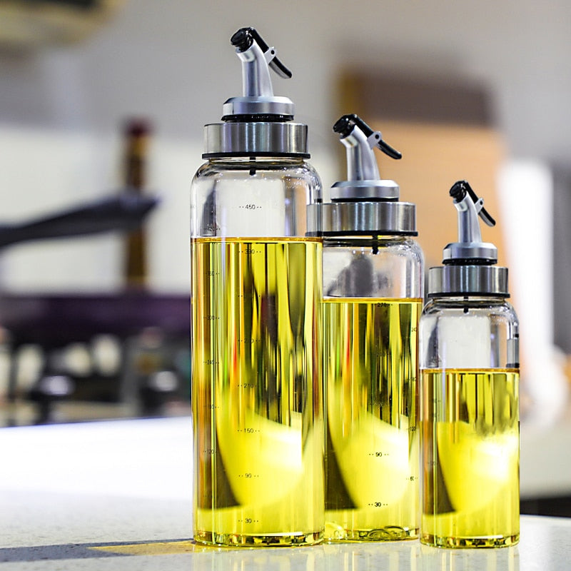 Kitchen Oil Dispenser Bottles For Olive Oil Vinegar Condiments Sauce Storage Glass Bottles With Precision Oil Control Non-Drip Nozzles
