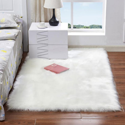 Luxury Plush Faux Fur Rugs For Bedroom Artificial Wool Soft Fluffy White Fur Rug For Living Room Bedroom Couch Area Floor Rugs
