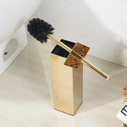 Luxury Brushed Gold Toilet Brush Set Stainless Steel Toilet Bowl Cleaner Brush And Holder Set Gold Silver & Black Bathroom Set