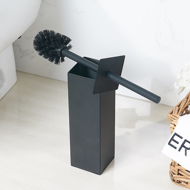 Luxury Brushed Gold Toilet Brush Set Stainless Steel Toilet Bowl Cleaner Brush And Holder Set Gold Silver & Black Bathroom Set