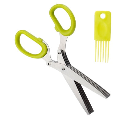 Handy Stainless Steel Shredder Scissors For Slicing Herbs Spring Onions Scallions 5 Blade Onion Cutters Convenient Kitchen Gadgets