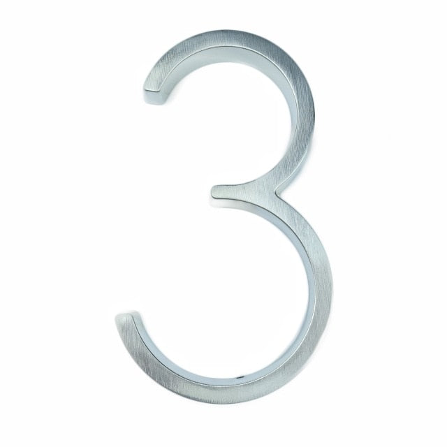 Big Modern Silver House Numbers 127mm Zinc Alloy Waterproof 0-9 Front Door Numbers Homes Office Buildings Hotels etc With Floating Bushes