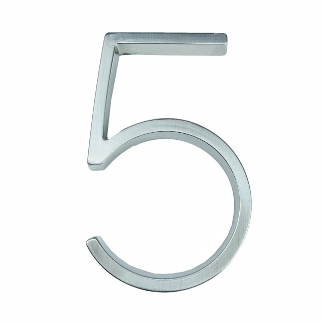 Big Modern Silver House Numbers 127mm Zinc Alloy Waterproof 0-9 Front Door Numbers Homes Office Buildings Hotels etc With Floating Bushes