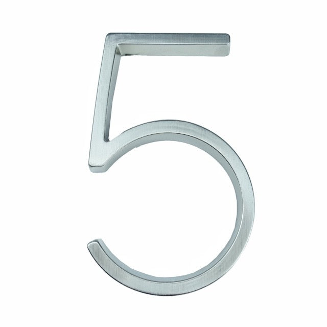 Big Modern Silver House Numbers 127mm Zinc Alloy Waterproof 09 Front