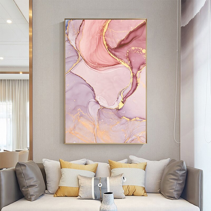 Purple Pink Abstracts Modern Contemporary Wall Art Fine Art Canvas Prints For Bedroom Living Room Office Glam Home Decor
