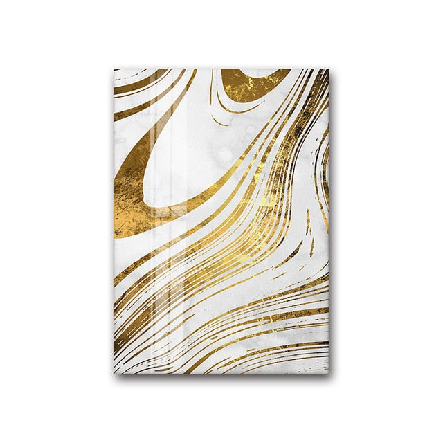 Golden Swirls Modern Abstract Wall Art White Gold Fine Art Canvas Prints Contemporary Art Decor Pictures For Bedroom Living Room Modern Interiors