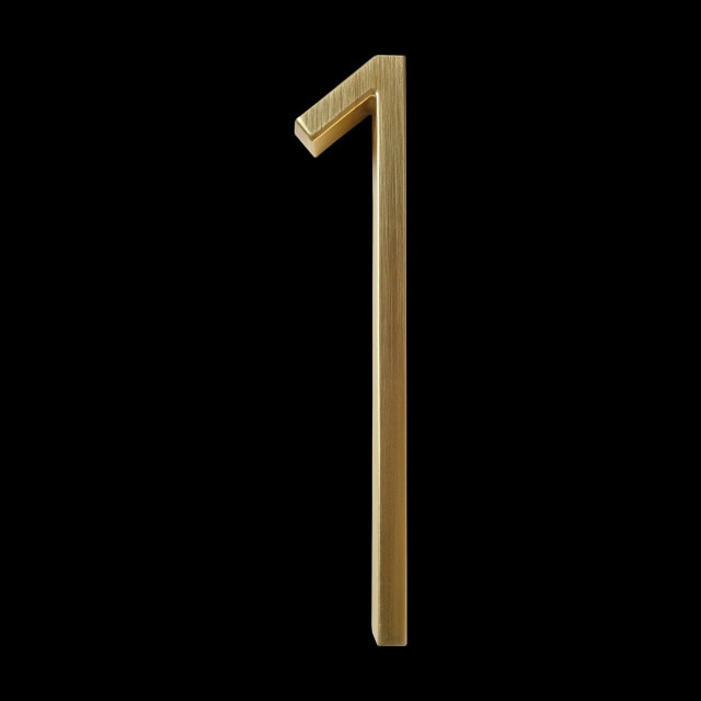 Modern Golden House Numbers 125mm / 5inch Floating Or Flush Mounted Outdoor Signage Satin Brass Numerals For Front Door Numbers #0-9