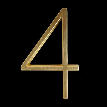Modern Golden House Numbers 125mm / 5inch Floating Or Flush Mounted Outdoor Signage Satin Brass Numerals For Front Door Numbers #0-9
