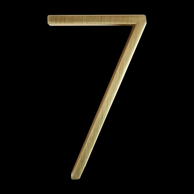 Modern Golden House Numbers 125mm / 5inch Floating Or Flush Mounted Outdoor Signage Satin Brass Numerals For Front Door Numbers #0-9