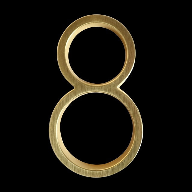 Modern Golden House Numbers 125mm / 5inch Floating Or Flush Mounted Outdoor Signage Satin Brass Numerals For Front Door Numbers #0-9