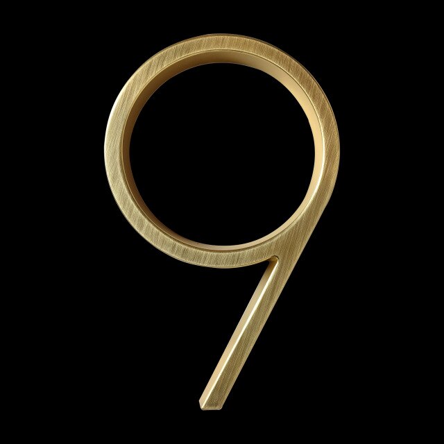 Modern Golden House Numbers 125mm / 5inch Floating Or Flush Mounted Outdoor Signage Satin Brass Numerals For Front Door Numbers #0-9