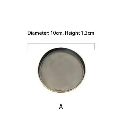 Antique Serving Tray For Bread Fruit Snacks Dessert Classic Vintage Style Iron Craft Rounded Metal Plates Farmhouse Kitchen Tableware