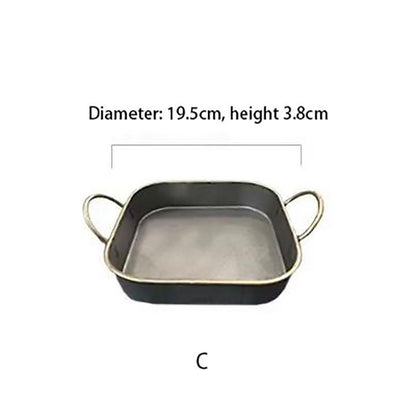 Antique Serving Tray For Bread Fruit Snacks Dessert Classic Vintage Style Iron Craft Rounded Metal Plates Farmhouse Kitchen Tableware