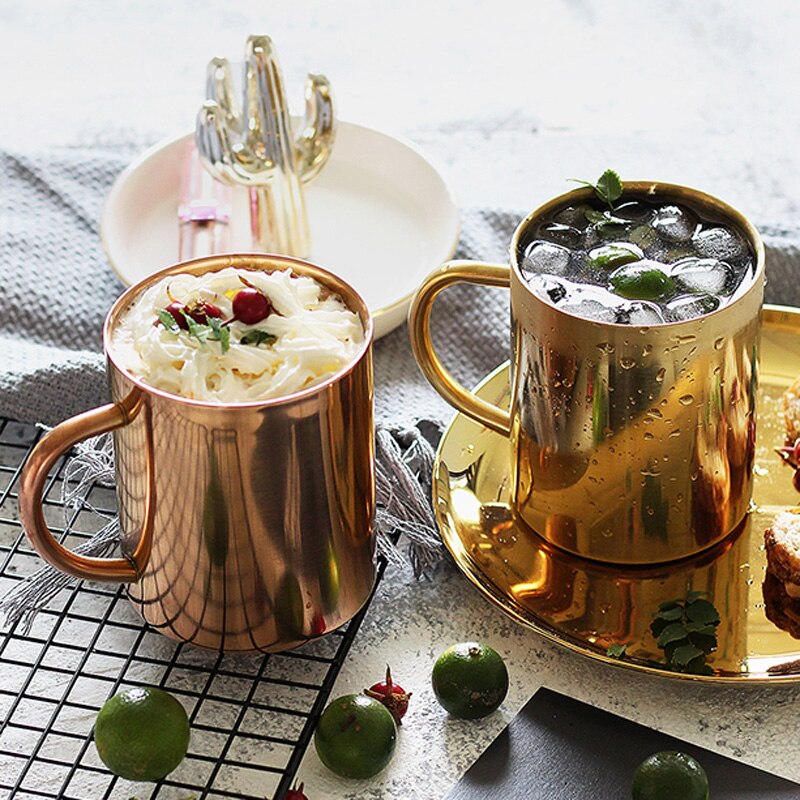 Double Wall Insulated Rose Gold Stainless Steel Hot & Cold Drinks Mug For Tea Coffee Large Beer Tumbler Great For Outdoor Use
