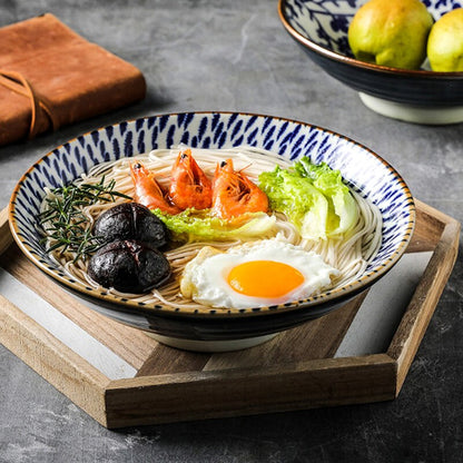 Japanese Style 9.5 Inch Porcelain Rice Bowl Large Ceramic Noodle Bowl Rice Soup Salad Fruit Ramen Bowl For Restaurant Or Home
