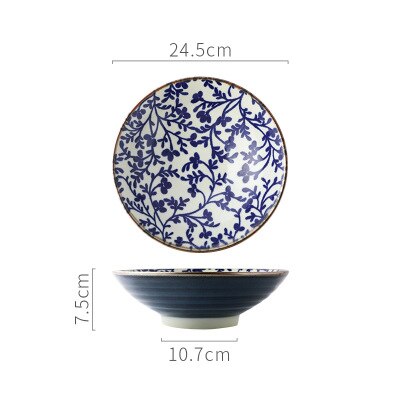 Japanese Style 9.5 Inch Porcelain Rice Bowl Large Ceramic Noodle Bowl Rice Soup Salad Fruit Ramen Bowl For Restaurant Or Home