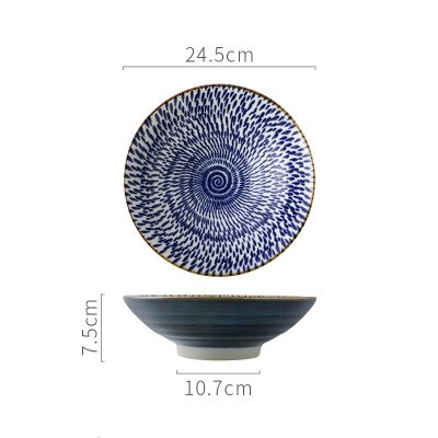 Japanese Style 9.5 Inch Porcelain Rice Bowl Large Ceramic Noodle Bowl Rice Soup Salad Fruit Ramen Bowl For Restaurant Or Home