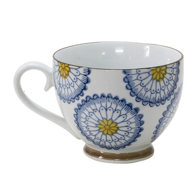 Lovely Hand Painted Floral Ceramic Breakfast Tea Coffee Mug Large Tea Cup Porcelain Coffee Cup Country Farmhouse Drinkware 1Pc 400ml