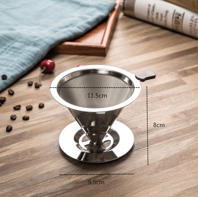 Reusable Stainless Steel Brew Drip Coffee Filters For Manual Filtering Of Coffee Bean Powder Long Life Espresso Coffee Filter 2 Sizes