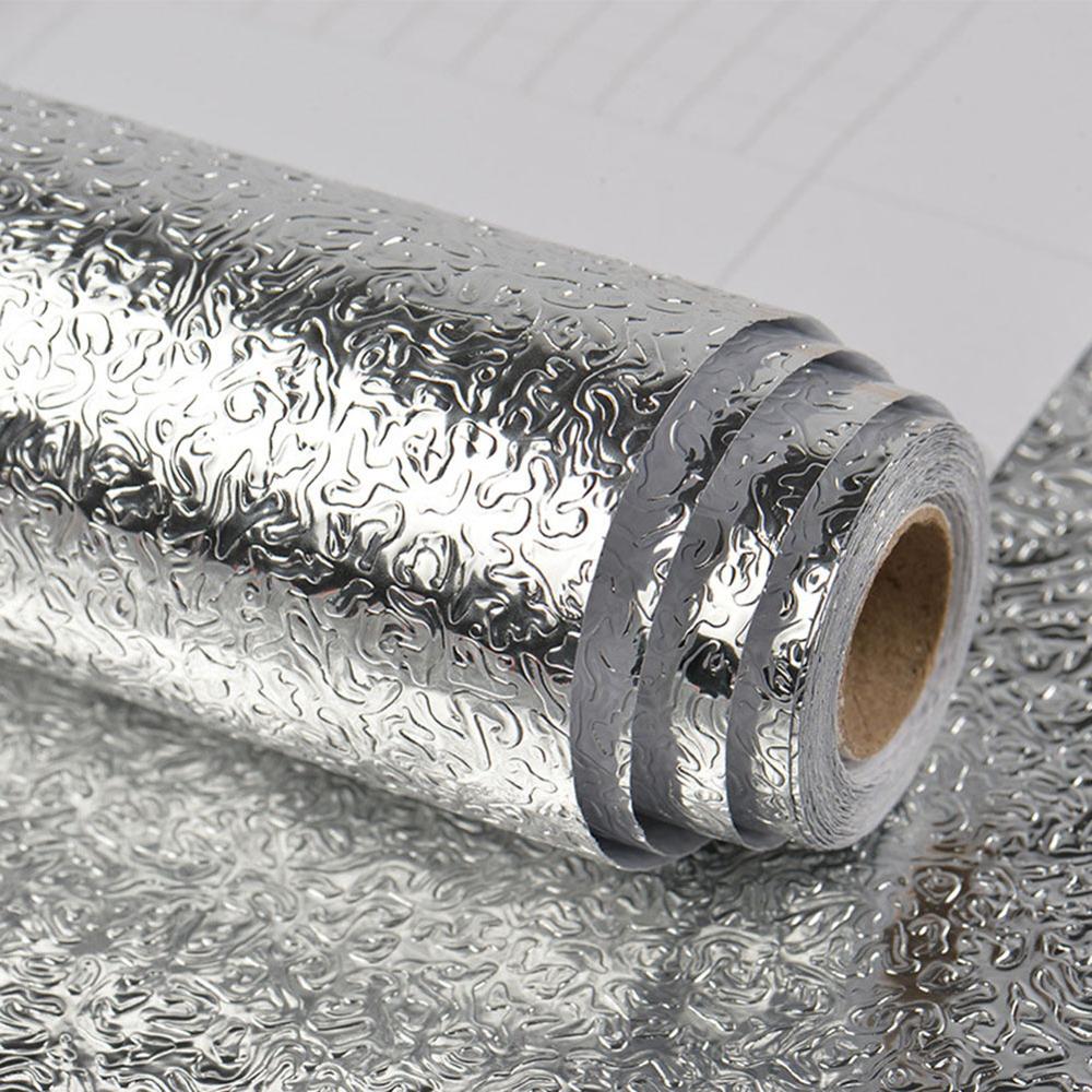 Self Adhesive Aluminum Foil Surface Covering For Kitchen Cabinets Draws Worktops Backsplash Wipe Clean Waterproof Wall Covering
