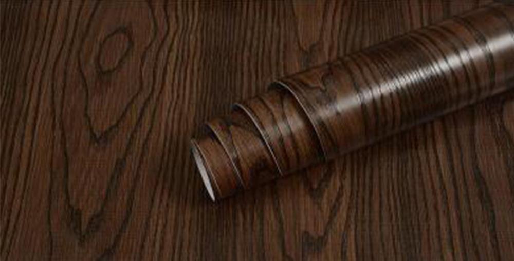 Black Wood Self Adhesive PVC Vinyl Surface Covering Wood Effect Wallpaper Roll Wrap For Covering Desktop Drawers Cabinets Furniture