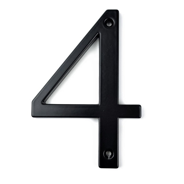 Modern Classic Black House Number For Front Door Big 4" Numbers Zinc Alloy Lacquered Finish Numbers For Outdoor Mailbox Home Signage Digits #0-9