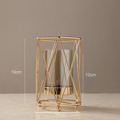 Stylish Geometric Metal And Glass Vase Nordic Style Living Room Decoration Rustic Brass Vases For Flower Arrangement Trending Latest Home Interior Decor