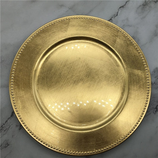 Nordic Gold Charger Plastic Plates  Pearl  Tray Decorative Salad Fruit Wedding Plates Dinner  Kitchen Plates