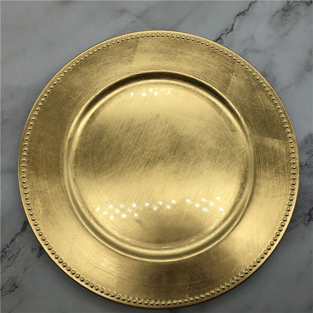 Nordic Gold Charger Plastic Plates Pearl Tray Decorative Salad