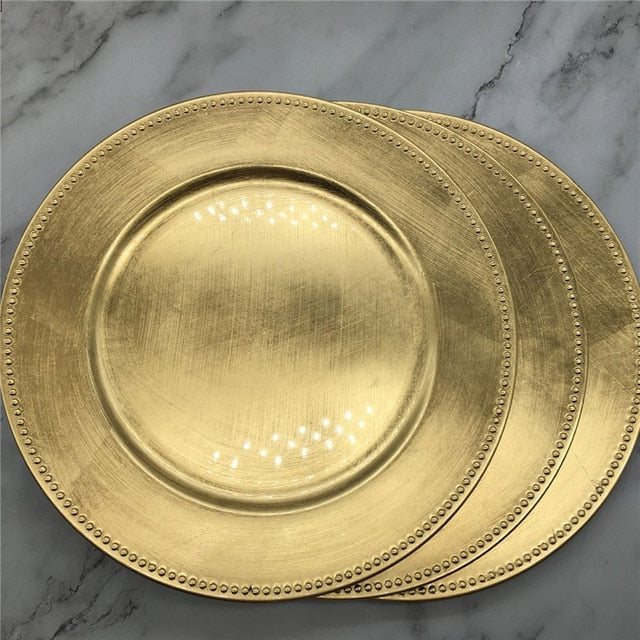 Nordic Gold Charger Plastic Plates  Pearl  Tray Decorative Salad Fruit Wedding Plates Dinner  Kitchen Plates