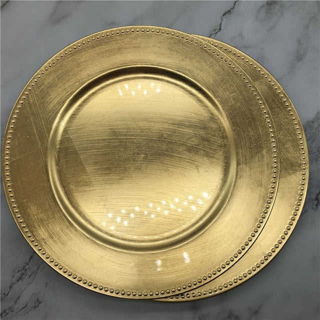Nordic Gold Charger Plastic Plates  Pearl  Tray Decorative Salad Fruit Wedding Plates Dinner  Kitchen Plates