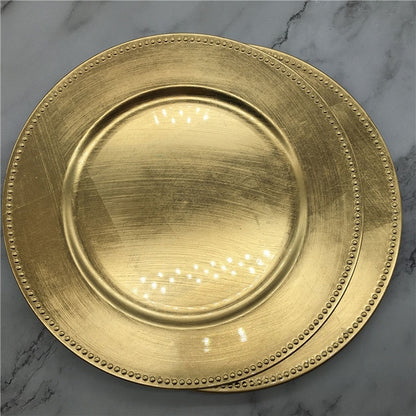 Nordic Gold Charger Plastic Plates  Pearl  Tray Decorative Salad Fruit Wedding Plates Dinner  Kitchen Plates