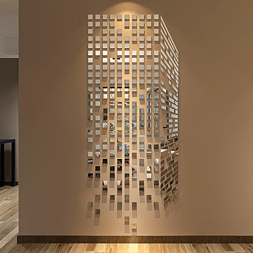 3D Mirror Acrylic Mosaic Wall Stickers Removable Creative DIY Wall Mural Modern Decor Feature For Loft Apartment Home Office Decoration