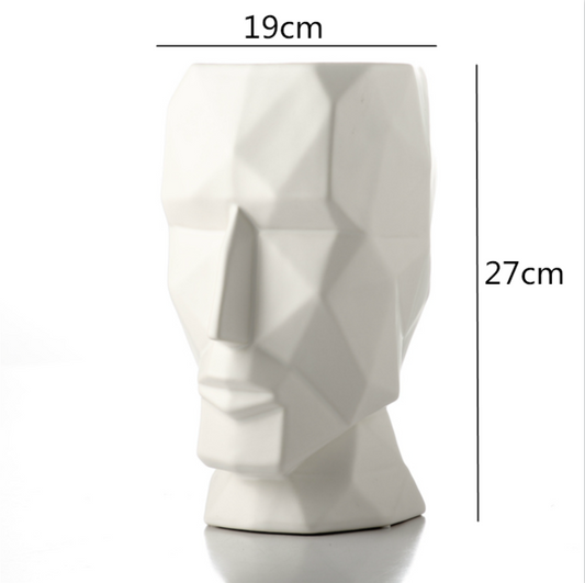 Abstract Geometric Golden Head Figurines Nordic Style Ceramic Vase For Tabletop Decoration Ornamental Figurine Crafts For Modern Home Interior Decoration
