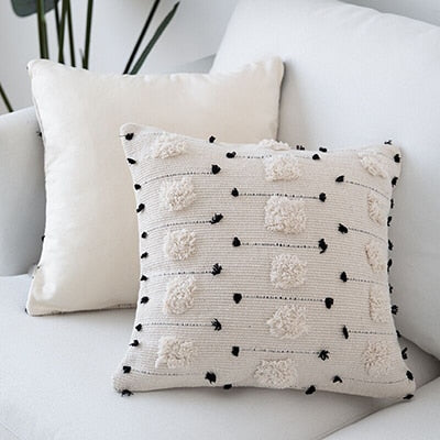 Natural Colors Nordic Cushion Cover For Sofa Cushions Black White Woven Cotton Geometric Style Pillow Cover For Living Room Bedroom Stylish Home Decor 45x45cm/30x50cm