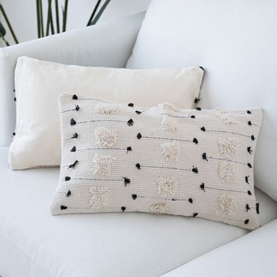 Natural Colors Nordic Cushion Cover For Sofa Cushions Black White Woven Cotton Geometric Style Pillow Cover For Living Room Bedroom Stylish Home Decor 45x45cm/30x50cm