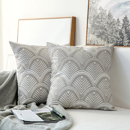 Shades of Gray Geometric Embroidery Cushion Cover 45x45cm For Sofa Cushions Square Designer Modern Pillow Cases For Living Room Bedroom Contemporary Home Decor