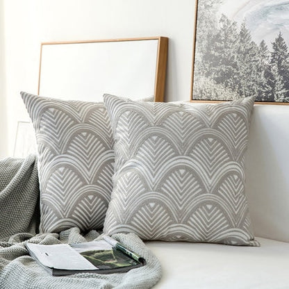 Shades of Gray Geometric Embroidery Cushion Cover 45x45cm For Sofa Cushions Square Designer Modern Pillow Cases For Living Room Bedroom Contemporary Home Decor