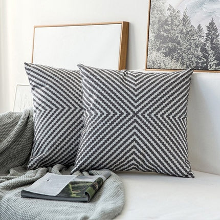 Shades of Gray Geometric Embroidery Cushion Cover 45x45cm For Sofa Cushions Square Designer Modern Pillow Cases For Living Room Bedroom Contemporary Home Decor