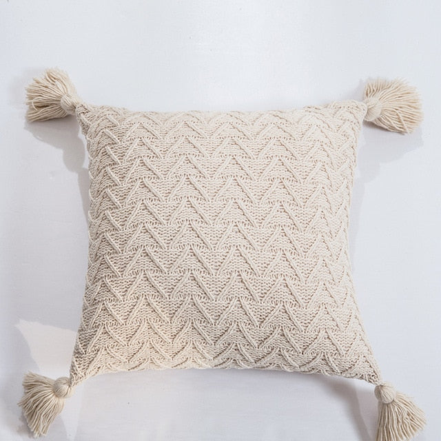 Nordic Knitted Twill Tasseled Cushion Case 45x45cm Subtle Colors Pink Gray Cream Blue Decorative Covers For Sofa Throw Cushions Latest Trends Stylish Home DecorNordic Knitted Twill Tasseled Cushion Case 45x45cm Subtle Colors Pink Gray Cream Blue Decorative Covers For Sofa Throw Cushions Latest Trends Stylish Home Decor