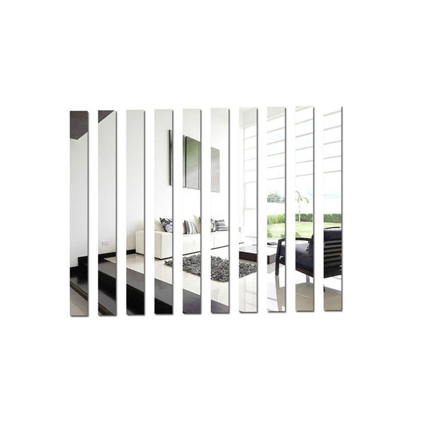 Simple Mirrored Lines Acrylic Wall Decals Sticky-Back Removable Wall Stickers For Creative Artistic DIY Home Art Loft Apartment Wall Decor 10pcs