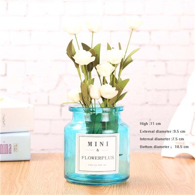 Colorful Handcrafted Nordic Glass Vase DIY Glass Vase For Decorative Home Tabletop Hydroponics For Kitchen Table Living Room Decoration 4 Colors