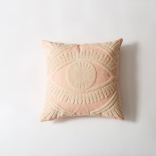 Bright Eye Ivory Navy Cushion Cover 45x45cm Pillow Case For Sofa Cushions Embroidered Cotton Covers For Living Sofa Throw Cushions Bedroom Interior Decor