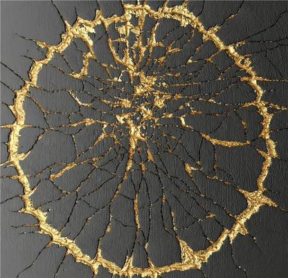 Modern Golden Abstract Elements Designer Wall Art Fine Art Canvas Prints Luxury Pictures For Loft Apartment Living Room Home Office Contemporary Art Decor